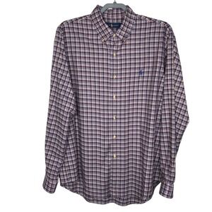 Ralph‎ Lauren Shirt Mens Large Plaid Lightweight Cotton Button Down Long Sleeve